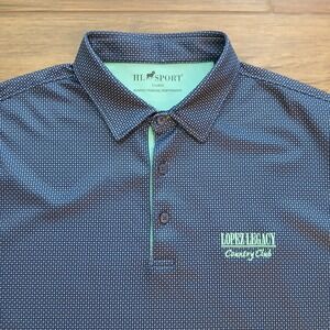 HL Sport Polo Mens‎ Extra Large Navy Micro Dot Golf Bamboo Charcoal Lopez Legacy